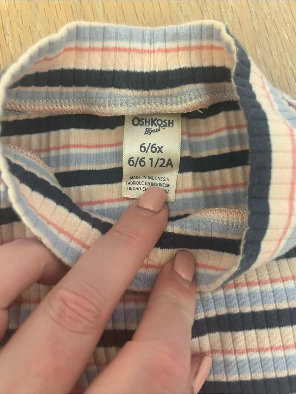 OshKosh B'gosh Cream, Blue & Pink Striped Ribbed Knit Dress